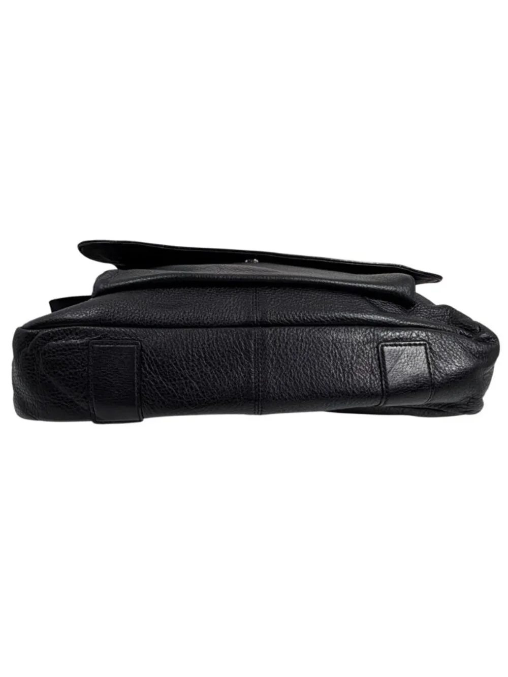 Banana Republic Greyson Black Leather Front Flap Messenger Bag Laptop Briefcase